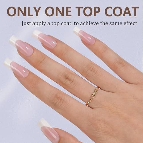 Misssix French Gel Nail Tips, 240Pcs French Tip Press on Nails Long Square Pink, No Need to File Tips Pre-lasting, Fake Nails for Nail Art DIY 15 Sizes thumbnail 2