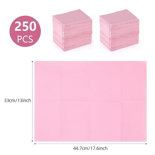 250Pcs Disposable Dental Bibs for Nail, Tattoo, Lash, Paper Towels, Napkins, 13" X 18" Fordable Nail Art Desk Mat for Nail Table, Tattoo Tray Covers thumbnail 5