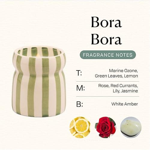Paddywax Cabana Hand-Painted Scented Candle in Ceramic Reusable Food Safe Jar, Clean-Burn Soy Candle with Approx. 42 Hour Burn Time, Sage – Bora Bora, 6.5 oz thumbnail 3
