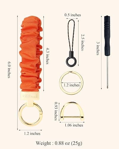 WEESMILE Scrunchie Keychain Wristlet for Car Key Chain with D Key Ring | Stretchy Scrunchie Wristlet Keychain with Strong Elastic and D Ring for Women, Car Keys, Phone Case, Purse and Work thumbnail 5