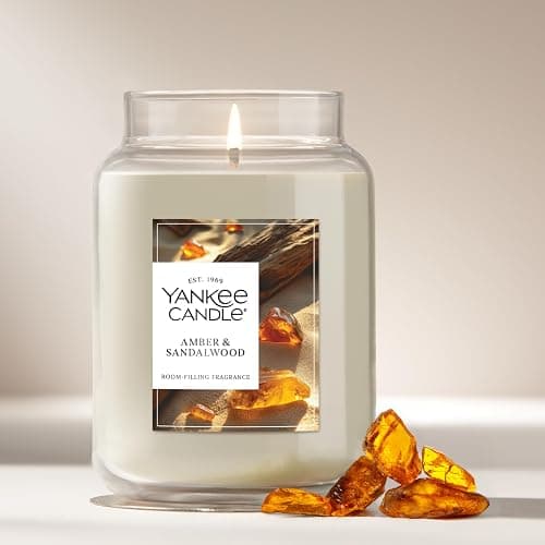 Yankee Candle Amber & Sandalwood, Scented Candle, 22oz Large Jar with up to 150 Hour Burn Time, Giftable thumbnail 2