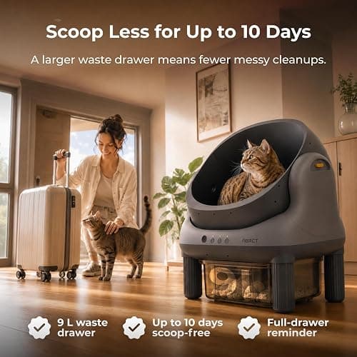 ABRCT Open Top L1 Self Cleaning Litter Box,Electronic Hands-Free,Smart Robot,Automatic Cleaning Litter Box-App Control and Safe Anti-Pinch,with Safety Sensors and Liner for Medium-Sized Cats,Black thumbnail 5