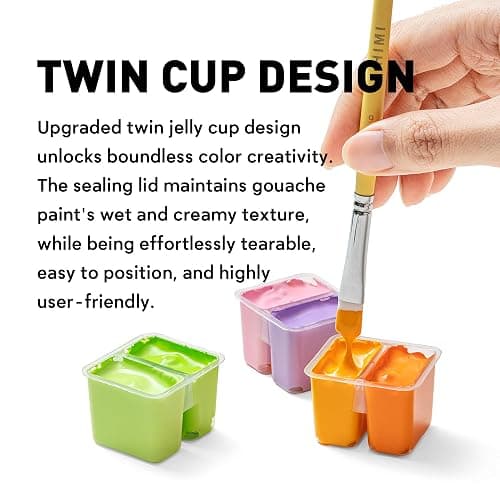 HIMI 48 Colors Twin Cup Jelly Gouache Paint Set, – Complete Art Kit with Pad, Paint Refill, Palette, Brushes, Painting Knife, Foldable Frame for Beginners, Students & Artists thumbnail 5