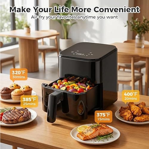 DUMOS 3 Qt Air Fryer, Compact Digital Airfryer with Auto Shut-Off, Fast Cooking for Quick Easy Meals, Space Saving Mini Air Fryer for Small Kitchens, Apartments & Singles thumbnail 6