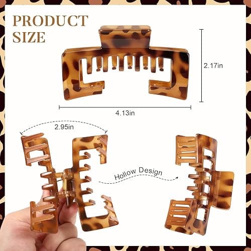 6 Pcs Hat Claw Clip for Women, Hat-Friendly Claw Clips for Baseball Cap & Trucker Hat - 4.1 Inch Large Tortoise Hat Claw Clip for Medium/Thick Hair, Non-Slip Baseball Hair Clips for Hats Hairstyle thumbnail 3