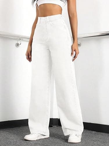 Mars power Straight Leg Jeans for Women,High Waisted Wide Leg Loose Stretchy Boyfriend Denim Pants Baggy Jeans for Women thumbnail 5