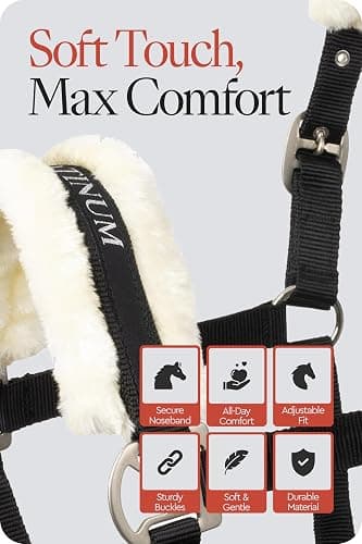 HORZE Howard Soft Fleece Padded Adjustable Polyester Horse Halter - Black - Horse thumbnail 6
