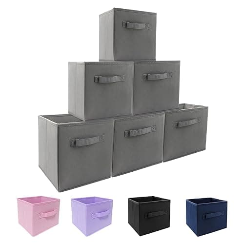 EBIGIC storage bins collapsible storage bins,cube storage organizer (Pack of 6) 9 * 7.5 * 7.5inch,For home and office Collapsible Closet Shelf Organizers, Drawer Organizers (Grey) - 9”x 7.5”x 7.5” - Grey 6Pack - Image 1