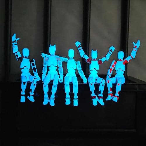 masijssa Titan 13 Action Figures (Grow in The Dark Blue) T13 3D Action Figure Set Already Assembled Dummy Robot Nova 13 Printed Multi-Jointed Movable Toy for Gift Collectors (Blue Black + Dog) thumbnail 6