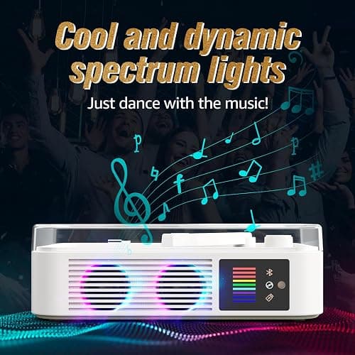 CD Player Portable Bluetooth LED Desktop Retro CD Players for Home with Speakers Rechargeble Battery Small Vintage CD Player with Bluetooth Out & Input, USB, AUX Out, Remote Control (White) thumbnail 6