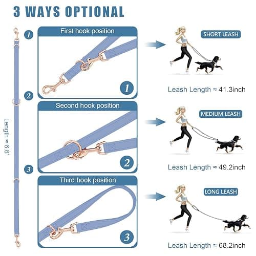 Soft Leather Dog Collar and Leash (6.6') Set - Stylish Rose Gold Heavy Duty Metal Buckle, 4 Adjustable Lengths Leash for Small Medium Large Dogs - Comfortable & Easy to Clean BluePurple L(15.4"-24.8") thumbnail 6