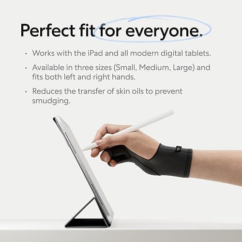 Paperlike's Drawing Glove for iPad - Artist Glove for Drawing on Tablets (Right and Left Hand; 3 Sizes: S, M, L) thumbnail 2