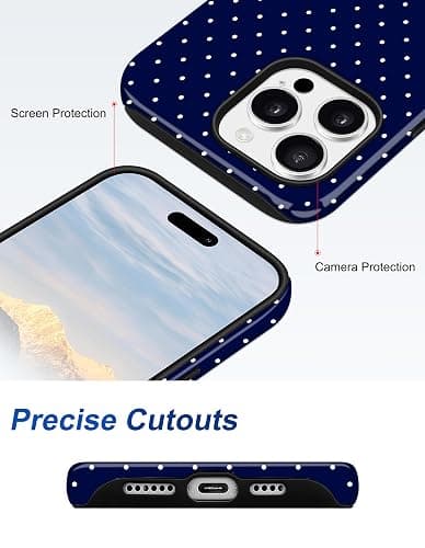Aitipy Compatible with MagSafe Polka Dot Phone Case for iPhone 16e/17e, Cute Navy Blue Polka Dots Aesthetic Soft TPU and Hard PC Shockproof Protective Phone Cover for Women Girls-Shiny thumbnail 5