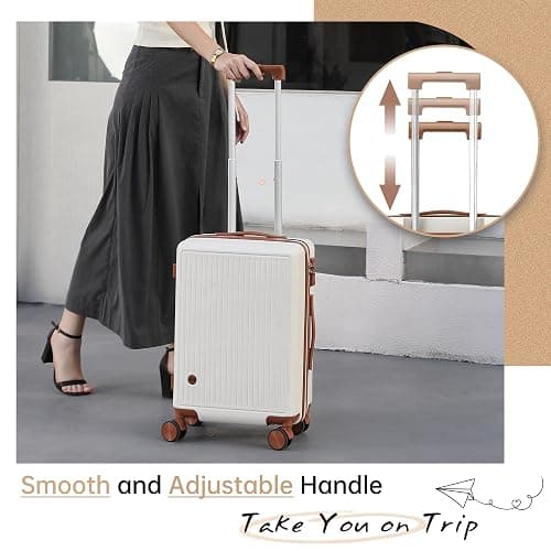Hulsin Carry on Luggage with Spinner Wheels, 22x14x9 Airline Approved Carry-on Suitcase, Small Hardside Luggage with TSA Lock,Hard Shell Suitcase,Hard Case for Travel (Coffee, 20-Inch) thumbnail 5