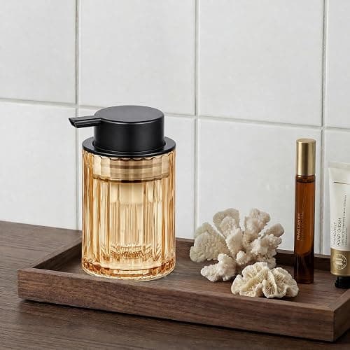 Amolliar Foaming Soap Dispenser, Amber Glass Soap Dispenser, Black 2 Pack | Refillable Foam Soap Dispenser Plastic Soap Pump, Bathroom Foam Lotion, Hand Dish Soap for Kitchen Countertop, Cozy Decor thumbnail 7