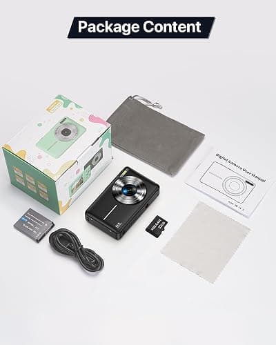 Digitalkamera 1080P Fotokamera 44MP Kamera Fotoapparat Tragbare Kompaktkamera mit 2,4" LCD Bildschirm, 16X Digitalzoom, 32G Micro Speicherkarte, 1 Akku für Kinder Teenager Student Anfänger-Schwarz thumbnail 8