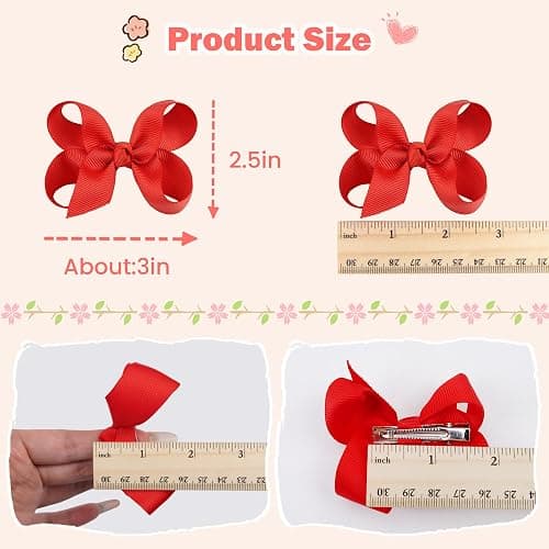 CÉLLOT 40Pcs 3 inch Hair Bows for Girls Grosgrain Ribbon Toddler Back to School Hair Accessories with Alligator Clips for Baby Girls Kids thumbnail 5