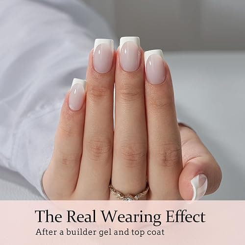 BTArtboxnails XCOATTIPS French Tip Nails - White Press On Nails Short, 160 Pcs Milky White Square Soft Gel Nail Tips, Soak Off False Nail Extensions For Gift thumbnail 4