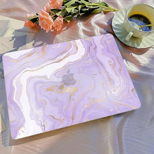 B BELK Compatible with MacBook Air 13 inch Case 2021 2020 2019 2018 M1 A2337 A2179 A1932 Touch ID, Plastic Hard Shell+ 2 Keyboard Cover+ Screen Protector for MacBook Air 13.3 inch Case, Purple Marble thumbnail 3