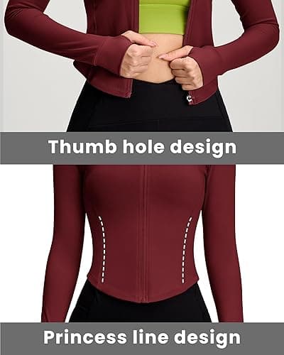 colorskin Women BBL Jacket Full Zip UP Workout Athletic Cropped Jacket wIth Thumb Holes Running Yoga Sportswear thumbnail 6