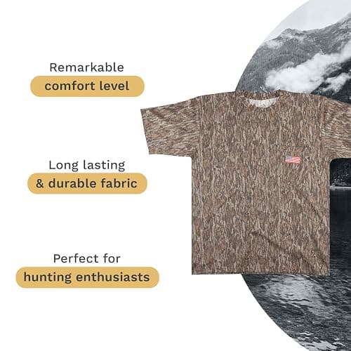 Mooselander - Men's Patriotic T-Shirt, Realtree and Mossy Oak Camo T-Shirt for Men, Hunting Apparel with USA Flag Embroidery thumbnail 2