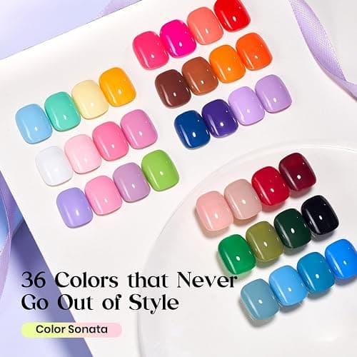 Beetles Winter Gel Polish Set – 36 Color Yellow Brown Pink Red Gel Polish Kit with Base Coat Glossy Matte Glitter Top Coat Soak Off UV LED Gel for Nail Art Manicure Salon DIY Gift for Women thumbnail 2