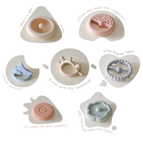 Moonkie Stacks of Circles Soft Teething Toy Educational Learning Stacking Ring Toys for Babies, 7 Piece Set thumbnail 7