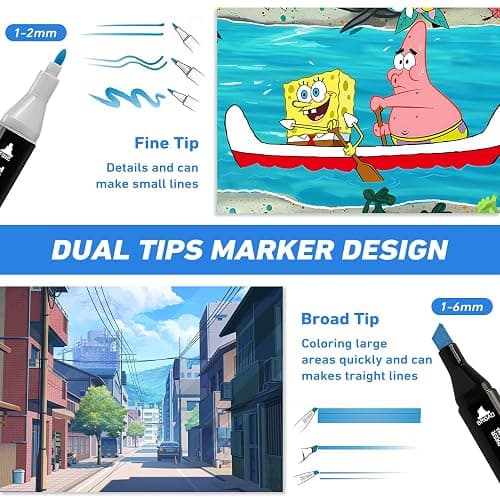 Zmcik 80 Colors Alcohol Markers Art Markers for Kids and Adult Drawing Marker Dual Tip Coloring Painting Perfect for Boys Girls Students Gift thumbnail 5