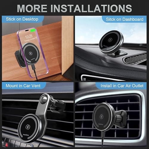 MAGJIEYX for Magsafe Car Mount Charger for Auto-Alignment Magnetic Wireless Charger iPhone 12/13/14/15/16Pro Max/Plus/Mini/Magsafe Case Air Vent and Dashboard Phone Holder with Fast 36W QC 3.0 Adapter thumbnail 2