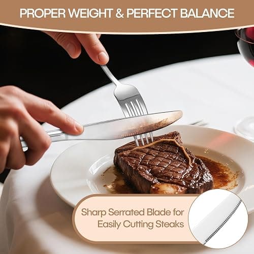 Cutlery Set, NINIROR 16 Piece Food-Grade Stainless Steel Flatware Silverware Set for 4 People Include Spoon Knife and Fork Sets Mirror Polished Dishwasher Safe for Home Kitchen Restaurant thumbnail 6