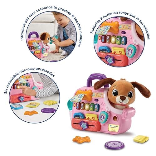 VTech Baby Cutie Puppy Carrier, Interactive Role-Play Toy with 6 Accessories, Light-up Buttons with Music, Sounds & Phrases, Gift for Babies 9, 18, 24 months + thumbnail 4
