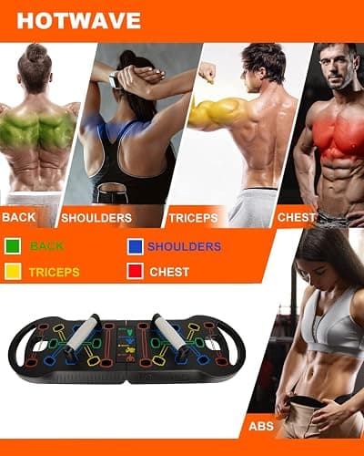 HOTWAVE Push Up Board Fitness, Portable Foldable 20 in 1 Push Up Bar at Home Gym, Pushup Handles for Floor. Professional Strength Training Equipment For Man and Women,Patent Pending thumbnail 2