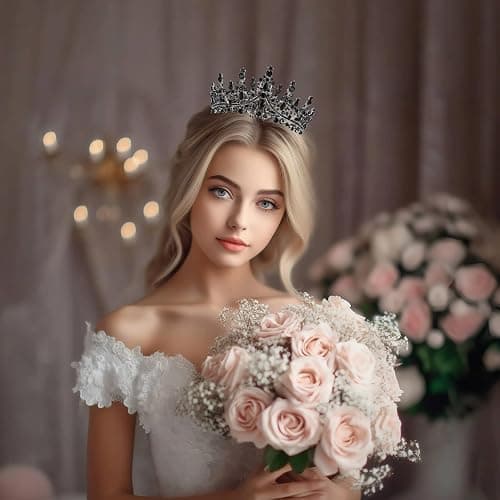 Schmoopy Tiara Crown for Women, Hair Accessories for Party Wedding (B-Black) thumbnail 6