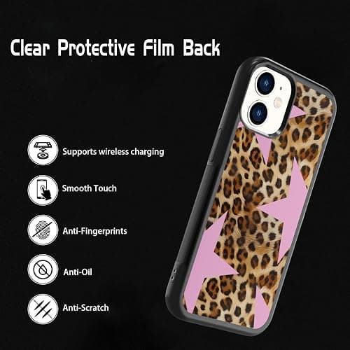 qizjio Pink Cheetah Print Phone Case Shockproof Protective Leopard Y2K Star Phone Cover for iPhone 12 / iPhone 12 Pro thumbnail 2