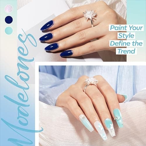 modelones Gel Nail Polish Set Jelly Glitter 6Colors Blue thumbnail 4