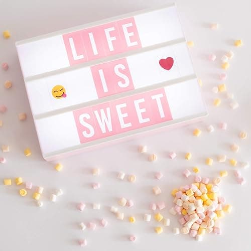 BONNYCO Pink Cinema Light Box with 400 Letters, Emojis, 2 Markers. Led Light Box Home Office and Room Decor, Cinema Led Sign Letters Board. Gifts for Women Girls Christmas Birthdays, Pink Decor thumbnail 2