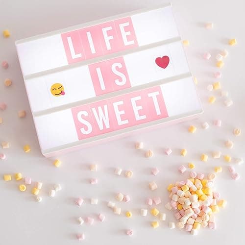 BONNYCO Pink Cinema Light Box with 400 Letters, Emojis, 2 Markers. Led Light Box Home Office and Room Decor, Cinema Led Sign Letters Board. Gifts for Women Girls Christmas Birthdays, Pink Decor thumbnail 3