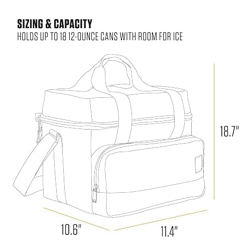 Carhartt Insulated Two Compartment Cooler, Durable Water Repellent Material W/Front Zippered Pocket for Camping, Beach & Travel thumbnail 5
