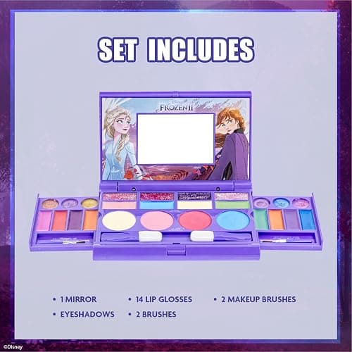 Disney Frozen Makeup Set for Girls, Including Lip Gloss, Glitter Eyeshadow, Glitter Blush, and Brushes – Gift for Girls Ages 13+, by Townley Girl thumbnail 2