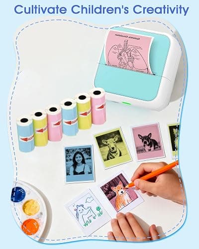 12 Rolls Mini Thermal Printer Sticker Paper Self-Adhesive, Notebuddy Mini Printer Sticker Maker Paper for Kids Instant Camera Refill and Study Notes, Photo, DIY, Scrapbooking 57x25mm, Colorful thumbnail 5
