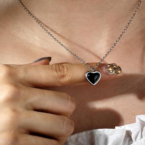 TZPI Red Heart Necklace for Women, Black Tourmaline Necklace as as Christmas Gifts Carnelian Necklaces as Everyday Stocking Stuffers Jewelry Moonstone Crystal Pendant Birthday Gifts for Her thumbnail 5
