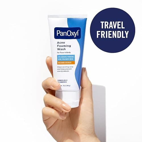 PanOxyl Acne Foaming Wash, 10% Benzoyl Peroxide, For Face & Body, 3 oz | Maximum Strength, Antibacterial Daily Cleanser, Treats & Prevents Acne, Non-Comedogenic, Vegan, Unscented, All Skin Types thumbnail 8