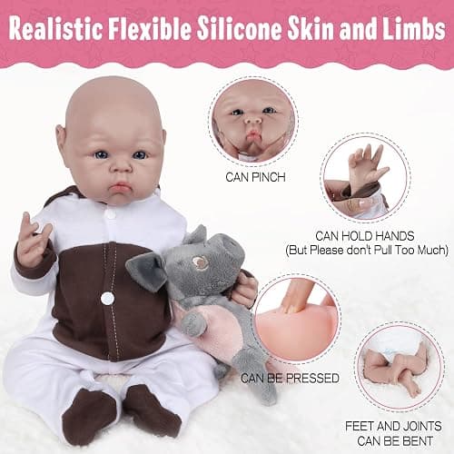 Vollence 19 inch Realistic Reborn Silicone Baby Dolls Lifelike Newborn Babies with Feeding Kit & Gift Box -Girl thumbnail 4