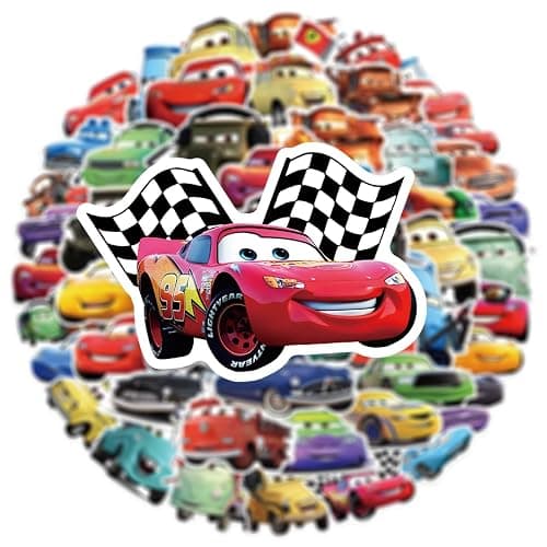 50 Pcs Cars Stickers, Lightning McQueen Cute Cartoon Stickers, Waterproof PVC Vinyl Decals for Kids Teens, Ideal for Water Bottle Laptop Skateboard Scrapbook Birthday Party Favors (CAR50) thumbnail 4