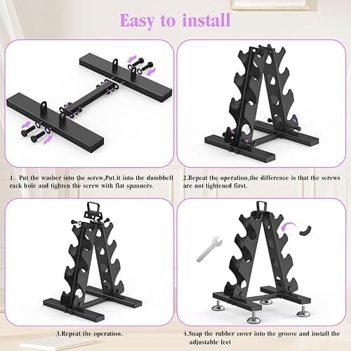 TomCare 6-Tier|5-Tier|4-Tier Dumbbell Rack Stand Only, Weight Rack for Home Gym Storage Stand for Weights Metal A-Frame Strength Training Dumbbell Holder with Handle (Dumbells not Included) thumbnail 7