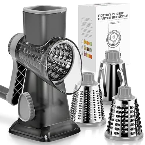 KEOUKE Rotary Cheese Grater Hand Crank Transparent - Shredder Slicer Grinder 3 Stainless Steel Blades, Stable Suction, Labor-Saving Handle, Safe Kitchen Tool for Cheese, Vegetable, Nuts, Chocolate - Image 1