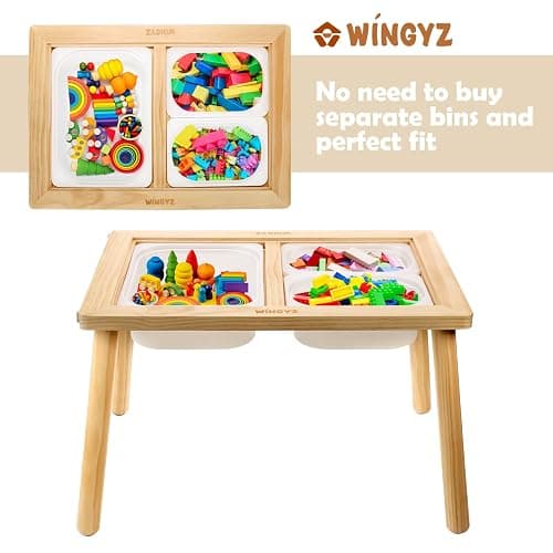 WINGYZ Sensory Table for Toddlers, Kids Table with 3 Storage Bins FSC Safe | Sand Water Table Graffiti Tabletop, Kids Art Table with Paper Holder, Toddler Activity Table for Play Study Storage 1-8 Gifts thumbnail 5
