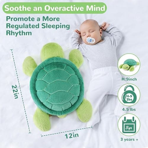 gnomantic Turtle Weighted Stuffed Animals - 22 Inch 4.5 Pounds Weighted Plushies Sea Turtle Stuffed Animal - Big Tortoise Plush Pillow - Cute Plush Toys Gifts for Kids & Adults (22" 4.5 lbs) thumbnail 2