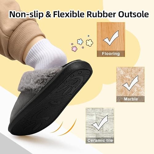 Besroad Kids Slippers Girls Boys Fuzzy House Slippers Warm Memory Foam House Shoes Soft Plush Bedroom Slippers Slides Indoor Outdoor thumbnail 5
