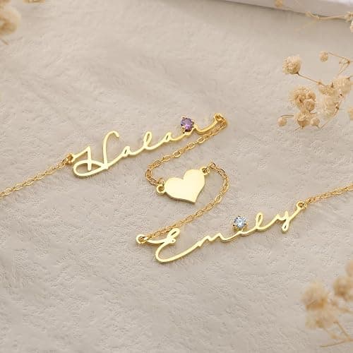 Mothers Day Personalized Name Necklace for Women, 18K Gold Plated Handmade Custom Necklace with Kids Name, Dainty Birthstone Choker Nameplate Jewelry Gift for Mom thumbnail 4